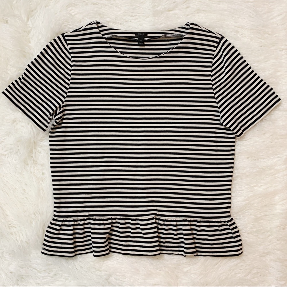 J. Crew black/white Striped peplum top M